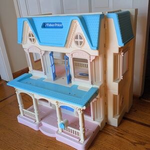 Vintage Fisher-Price Blue and Cream Dollhouse